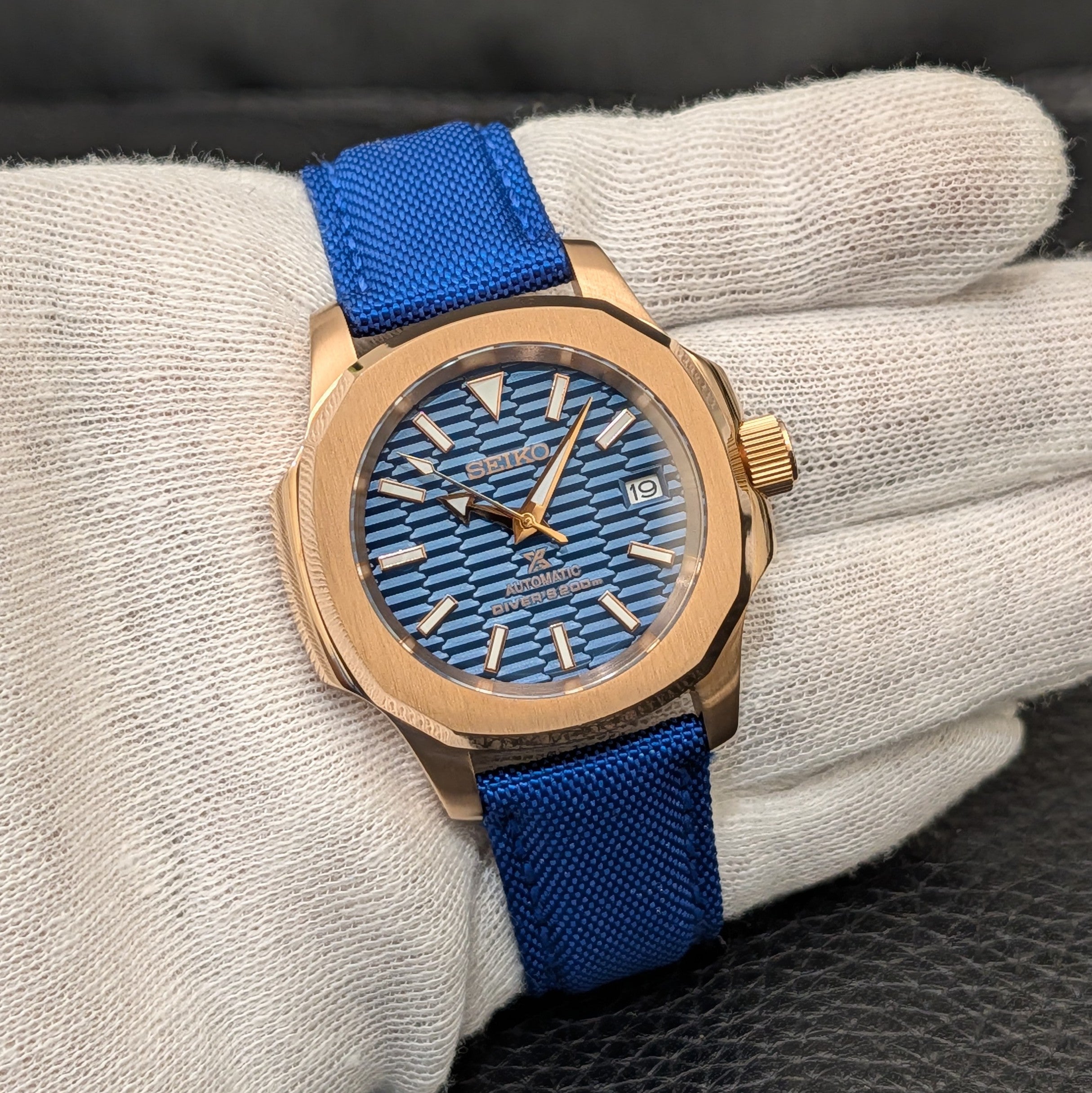SeikoNaut Rose Gold x Blue Canvas