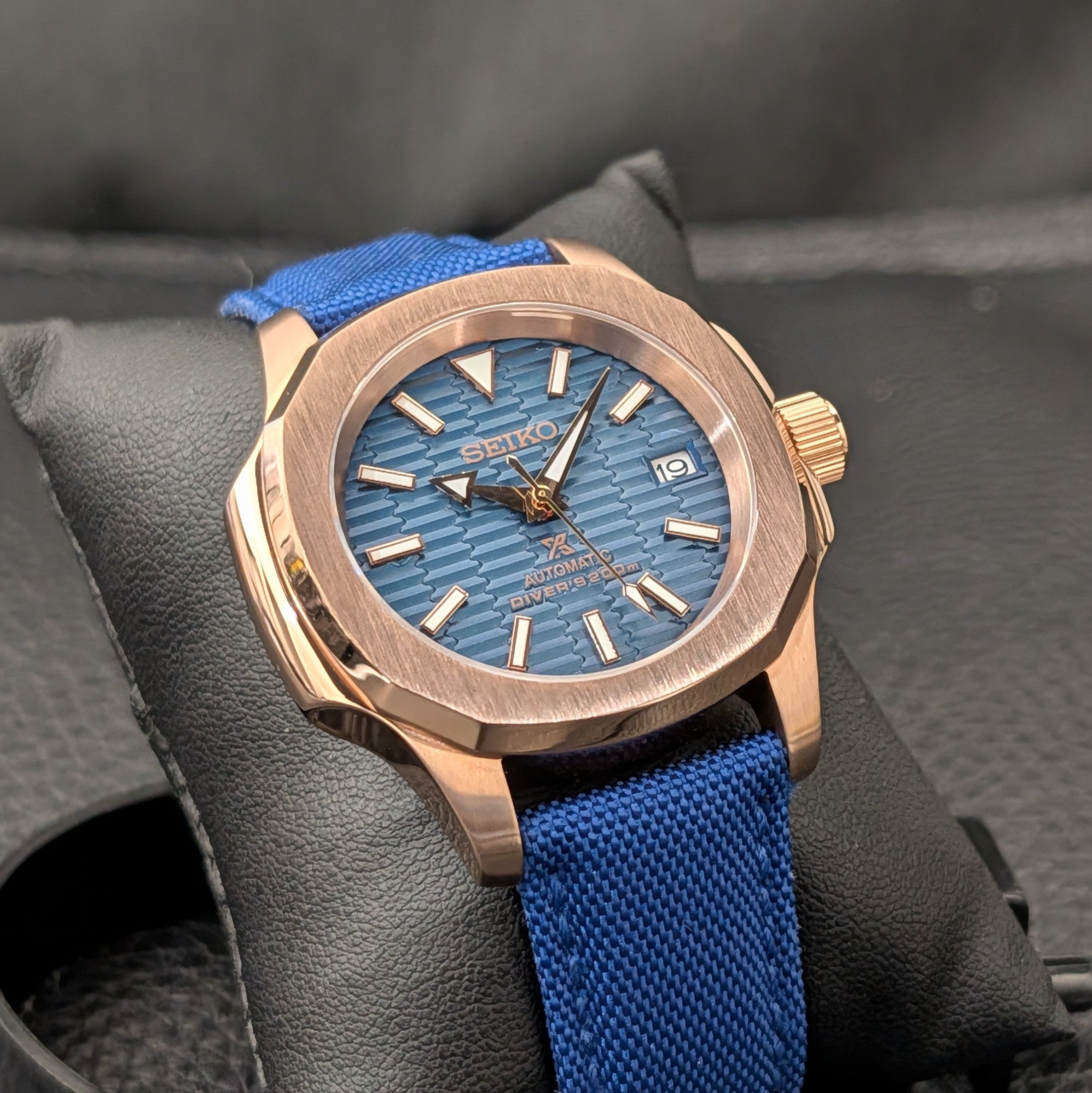 SeikoNaut Rose Gold x Blue Canvas