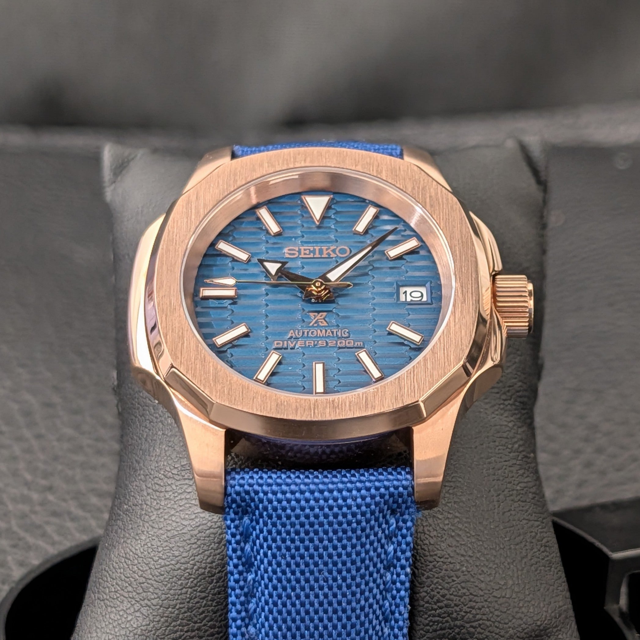SeikoNaut Rose Gold x Blue Canvas